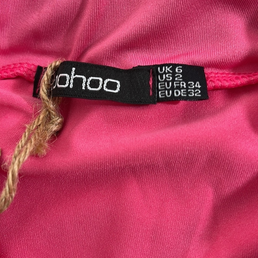 BOOHOO Recycled Slinky Double Split Maxi Skirt Hot Pink Size 2 New - Picture 7 of 11